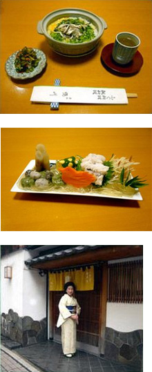 ふぐ料理「赤坂 鴨川」では寿月堂のお茶でお食事のシーンやお客様に
